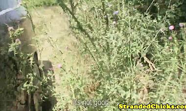 I pick up hitchhiking teen 18+ and she rubs my bulge outdoors