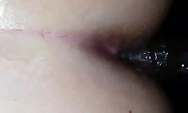 look at that hairy pussy wife getting fucked by huge bbc