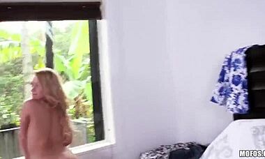 gorgeous teen blonde gets creamed hard in bedroom, bathroom, and more during blowjob, handjob, deepthroat, and doggystyle