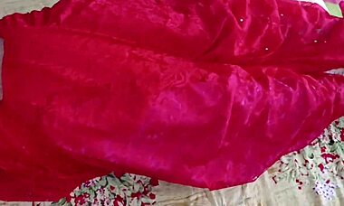 Red saree fuck with pussy licking