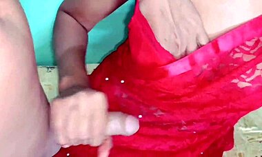 Red saree fuck with pussy licking