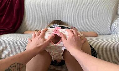 Kinky panty play with horny ex drives me wild! Cum spills on her hot ass!