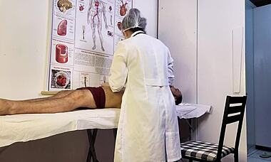 Patient Can't Hold Back and Gets Hard in Front of Nurse During Exam!