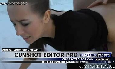 Amateur brunette stuffed deep in her hot ass