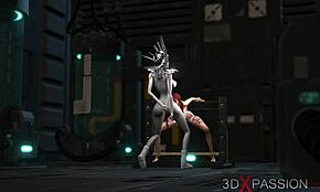 Nossa, Não Acredito nessa Dickgirl Alien Amarrando Garota Ruiva na Estação Espacial