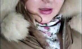 Chubby Girl with Big Tits Toys in Backseat