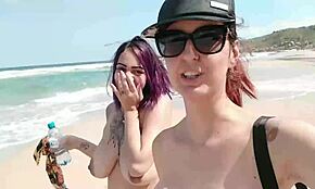 Nudiststrand-dag blir vill med latina-amatører. Store pupper og snikete blowjobs overalt!