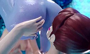 Animación de trío futanari caliente con pollas futa cachondas