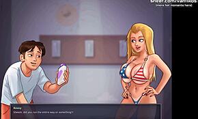 Vruća plava tinejdžerka sa fantastičnim sisama dobija masažu na otvorenom