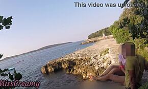 Teen Teacher Sucks Cock on Public Beach in Croatia, So Risky Near People - MissCreamy