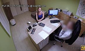 Банкер от loan4k помага на мацка за секс на офис бюро. Тя разменя тяло за пари