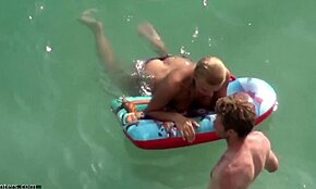 Blond GF craves underwater sex at beach