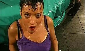 hey, that wild brunette is totally down for nasty bukkake action! 😜