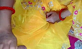 Индийская новобрачная, ммм, веселье медового месяца с мужем после брачной ночи