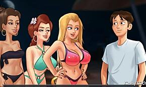 Summertime Saga - Blond navijačica trdo jebana na plaži od nogometne zvezde ogromnega kurca