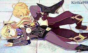 安柏和菲谢尔与艾米和空激烈原神本子性爱对决