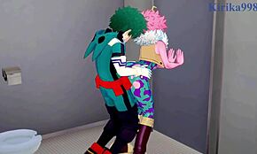 미나 아시도, 모모, 이즈쿠의 야한 마이 히어로 아카데미 장면들