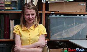 Roti hui chhoti chati wali Russian teen thief ko reality mein zor se punish choda!