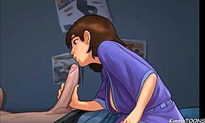 Summertime Saga Milf uživa u njegovom velikom belom kurcu