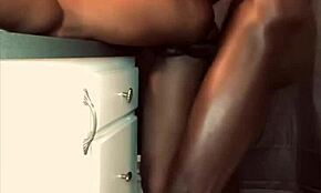 화장실에서 긴 두꺼운 흑인 자지로 거칠게 박혔어