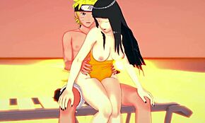 Naruto和Hinata在狂野的春宫性爱行动中！