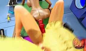 3DGspot - ليزبيتان ثريتان تجربن ديلدو مزدوج في متجر عام بدون رقابة