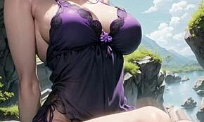 哇，这个3D动漫可爱妹在河边脱光。她的逼自慰带ASMR声在AI色情里超爽