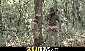 Young Gay Twink's Tight Ass Stretched Bareback by Scoutmaster's Huge Cock in Woods