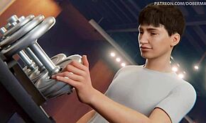 3D animasjon gyminstruktør får vill anallek i hentai-stil