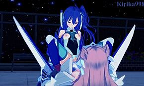 哟，风鸣翼、立华奏和玛利亚·卡登扎夫娜·伊芙在疯狂扶她性爱中！