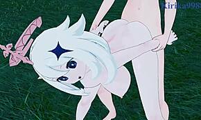paimon, lumine, aether in wilde genshin impact hentai seks 😍