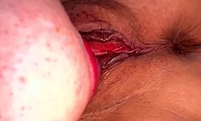 Amateur teen 18+ pink pussy licked close-up 80 days after losing virginity