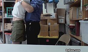 Cute Redhead Burglar Gets Drilled Hard By Mall Security Guard