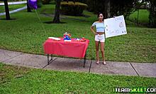 I watch the pervert stud fuck sexy teen Alicia Reigns on his couch.