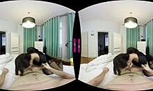 Maid in costume rides your cock, eager for her tip after blowjob