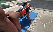 Ebony thot bent over gets doggystyle fucking on webcam