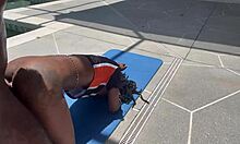 Ebony thot bent over gets doggystyle fucking on webcam