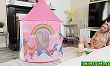 Stepsister rides stepbrother's cock and cums hard!