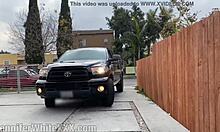 Hot la girl takes bbc in the truck.