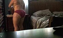 Hidden Cam Captures Wife Stripping Naked Showing Saggy Tits and Ass