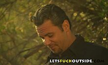 Cute Brunette with Big Boobs and Blonde Partner Engage in Public Fucking Outside the Car.