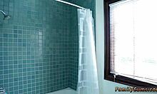 Mature MILF in Bra Steps into Shower for Hardcore Bathing Taboo with Teen 18+