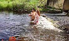 Two witches celebrate Halloween with Eliane and Lorrany.