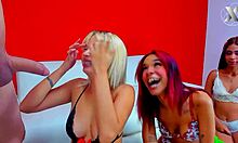 oh wow, beautiful latinas lining up to swallow their friends' whole cocks!