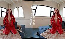 Red-haired amateur Penny Lay with piercing and shaved pussy masturbates to orgasm in softcore solo scene