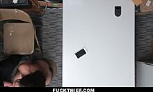 Shoplifting Teen Caught and Fucked Doggystyle by Mall Cop in Shop