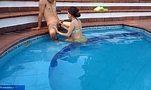 Innocent chica enjoys pool time with stepbrother in wild fun