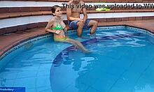 Innocent chica enjoys pool time with stepbrother in wild fun