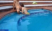 Innocent chica enjoys pool time with stepbrother in wild fun