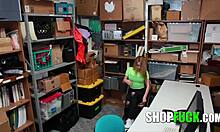 Slutty teen steals in the shop, craving doggystyle fucking from the owner. She gets caught and punished with a facial.